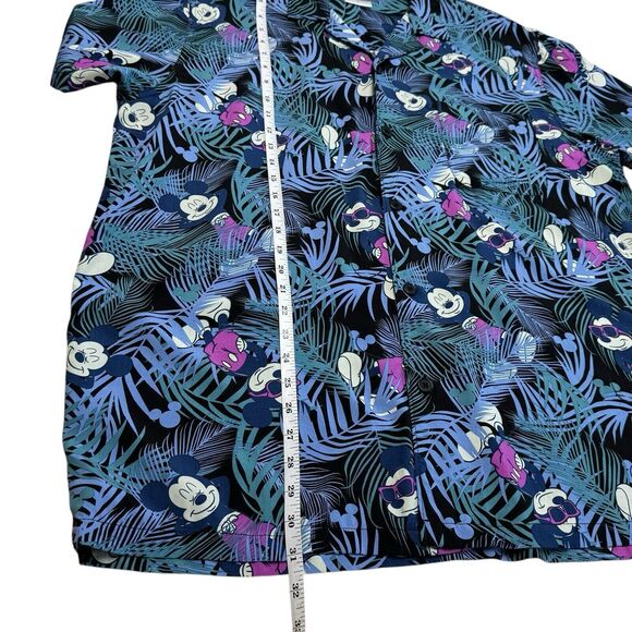DISNEY Mickey Mouse Rayon Hawaiin Shirt Tropical Party Short Sleeve Black Large - Picture 5 of 8